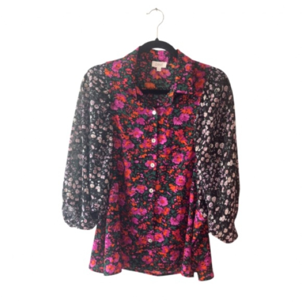 Oddy Button Down Floral Top Small - image 1